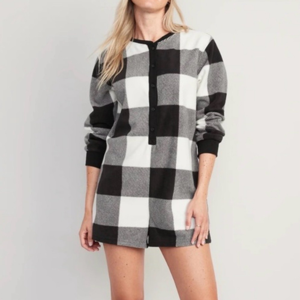 Old Navy Fleece Henley Pajama Romper -- 3.5-inch inseam